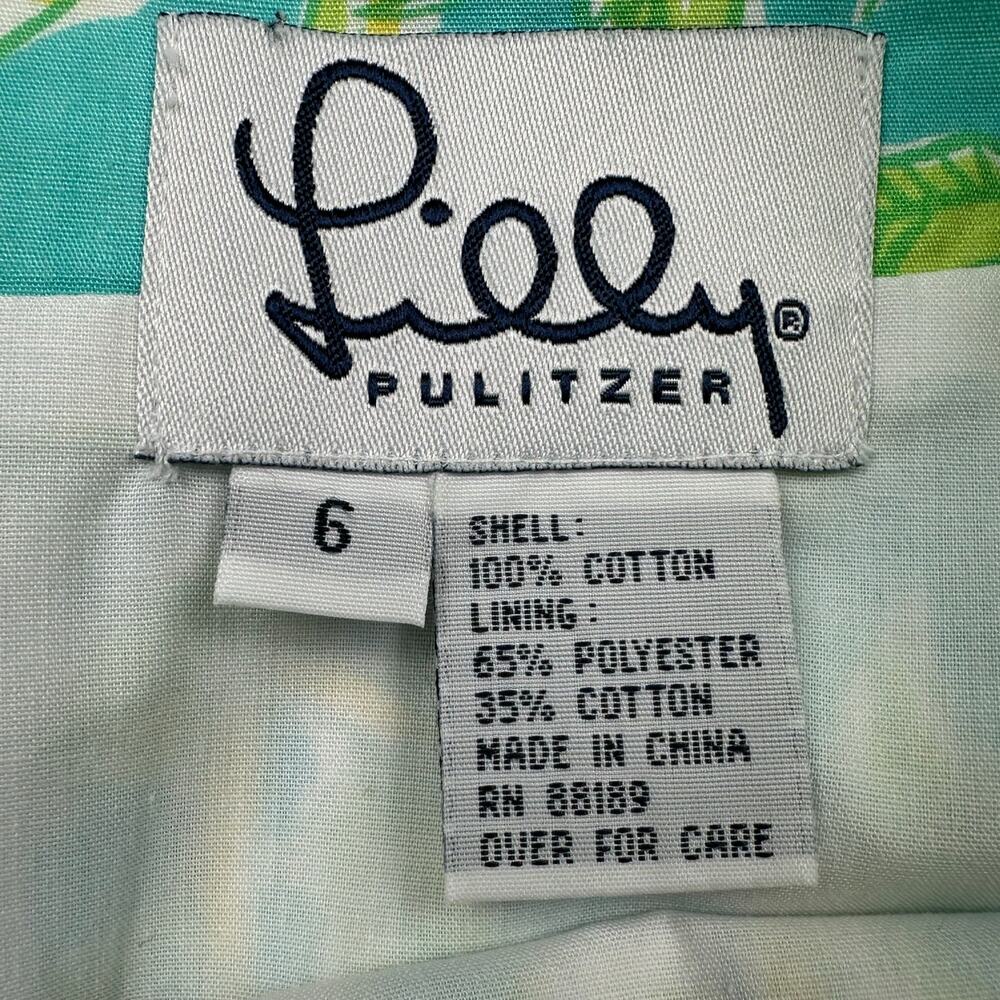 Vintage Lilly Pulitzer Skirt Womens 6 Green Floral Fish Tropical Beachy Bright - Picture 5 of 10